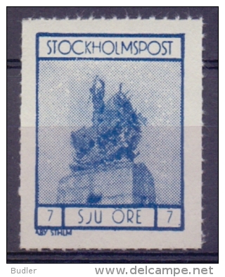 SWEDEN : ## STOCKHOLMSPOST ## : 7 öre – MNH : ARCHITECTURE,STANDBEELD,STATUE, - Emissions Locales