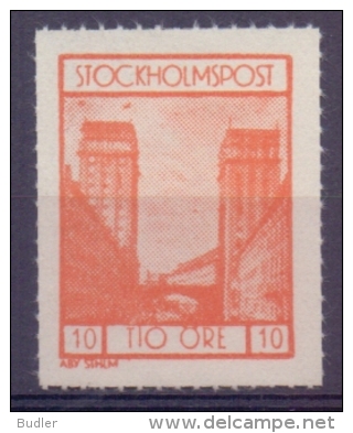 SWEDEN : ## STOCKHOLMSPOST ## : 10 öre – MNH : ARCHITECTURE,STANDBEELD,S TATUE, - Local Post Stamps