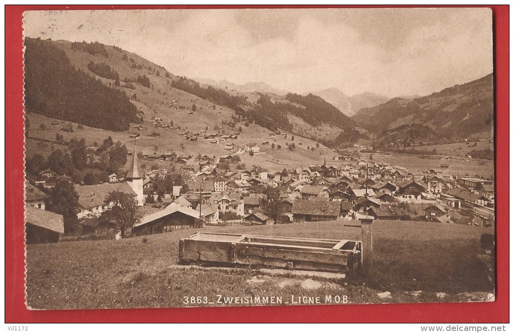 NF1-10  Zweisimmen, Bahnhof MOB, Brunnen. Gelaufen In 1919 - Zweisimmen