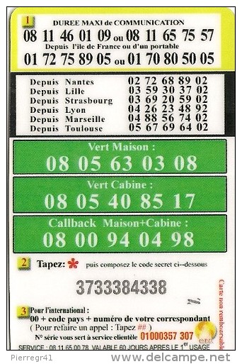 CARTE-PREPAYEE-CTD-7.5€-SOLEIL AFRICA-V° 2 N° Appels  En HAUT 1e Ligne-3 CADRES VERTS-TBE     - - Autres & Non Classés