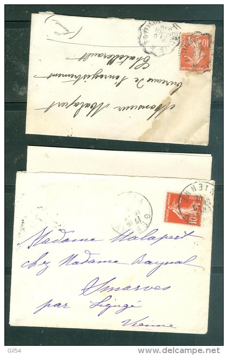 Lot De 10 Lettres Avec Leurs Correspondances Affranchies Par Semeuses Camées - Mala46 - 1906-38 Semeuse Camée