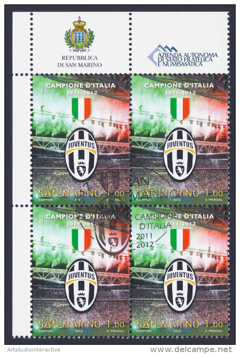 2012 SAN MARINO "JUVENTUS CAMPIONE D´ITALIA 2011/2012" QUARTINA ANNULLO PRIMO GIORNO - Used Stamps