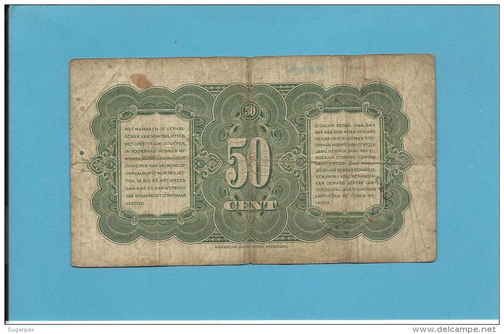 NETHERLANDS INDIES - 50 CENTS - 02.03.1943 - Pick 110 - Queen Wilhelmina - 2 Scans - Indes Néerlandaises