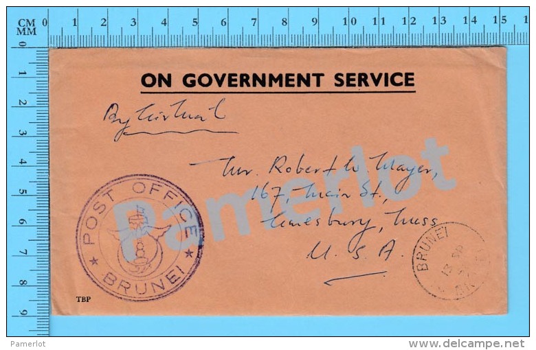 Brunei ( On Government Service Cover Post Office Brunei 1958 To Amesbury Mass ) Recto/Verso - Brunei (1984-...)