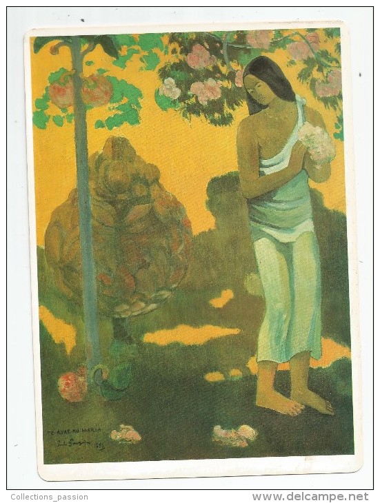 Image , 22 X 16, Peinture , GAUGUIN , Femme Tahitienne Avec Bouquet ,2 Scans , Fiche Descriptive, Frais Fr : 1.90€ - Altri & Non Classificati