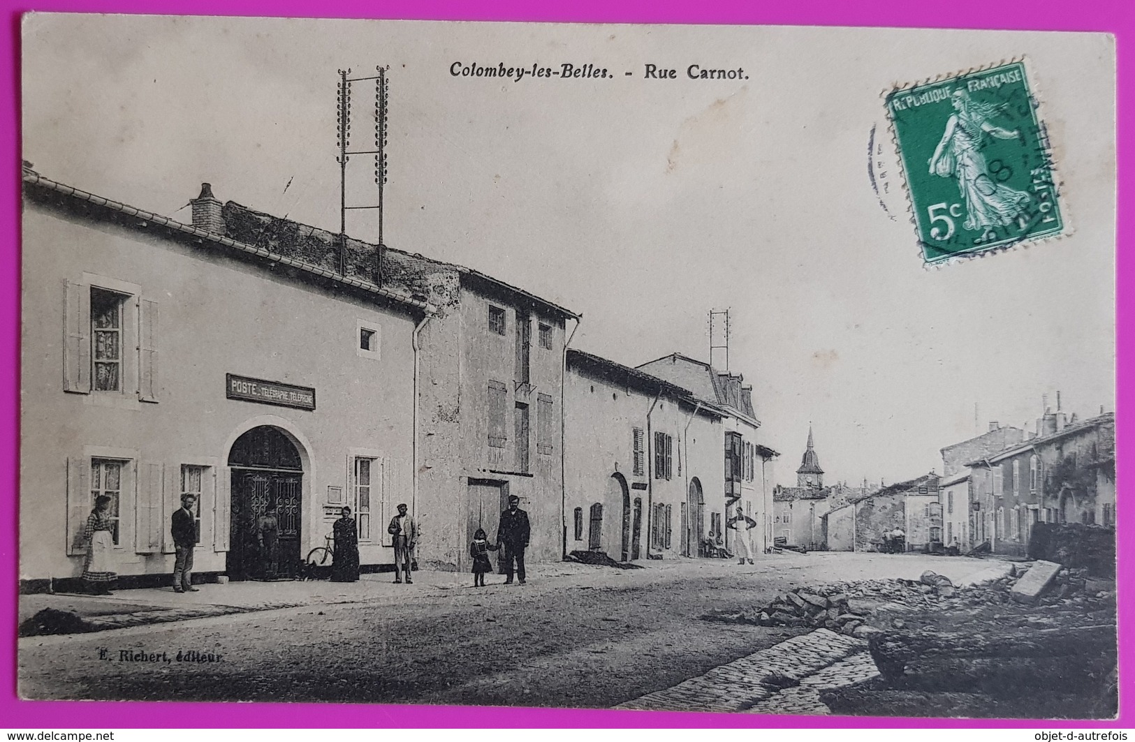 Cpa Colombey-les-Belles Rue Carnot - Petite Animation Devant La Poste - Colombey Les Belles