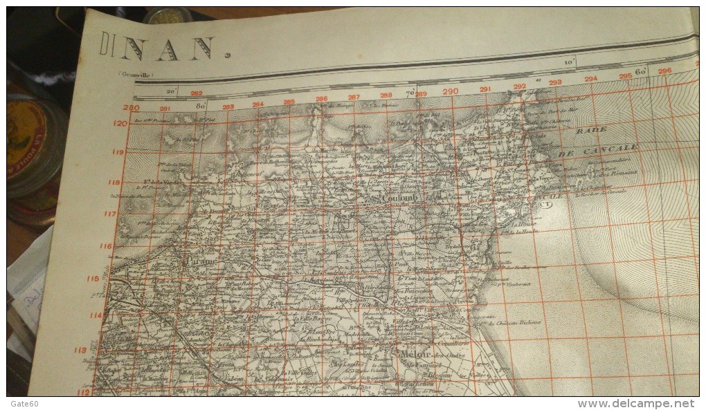 Dinan  -   Carroyage Kilometrique  -  Projection Lambert  -  Zone Nord De Guerre -   Type 1895  Obliteration Militaire - Carte Geographique