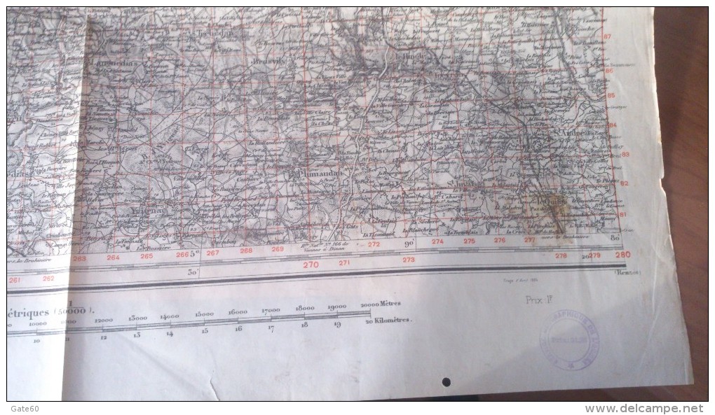 Dinan  -    Carroyage Kilometrique  -  Projection Lambert  -  Zone De Guerre Nord - Carte Geographique