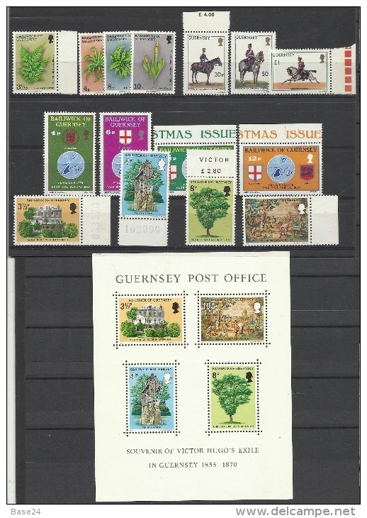 1975 Guernsey ANNATA  YEAR Completa Di 15 Valori + BF1 Victor Hugo (109/23) MNH** - Guernsey