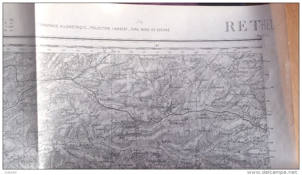 Rethel  -    Carroyage Kilometrique  -  Projection Lambert  -  Zone De Guerre Nord - Mapas Geográficas