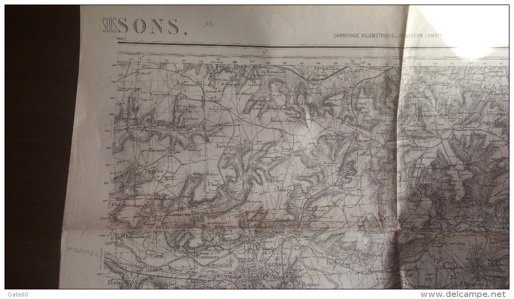 Soissons  -   Carroyage Kilometrique  -  Projection Lambert  -  Zone De Guerre Nord - Geographical Maps