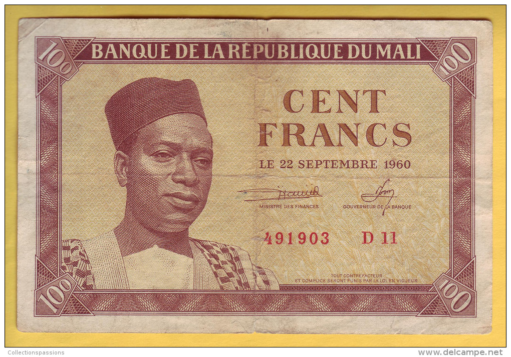 MALI - Billet De 100 Francs. 22-09-1960.  Pick: 2. TTB - Malí