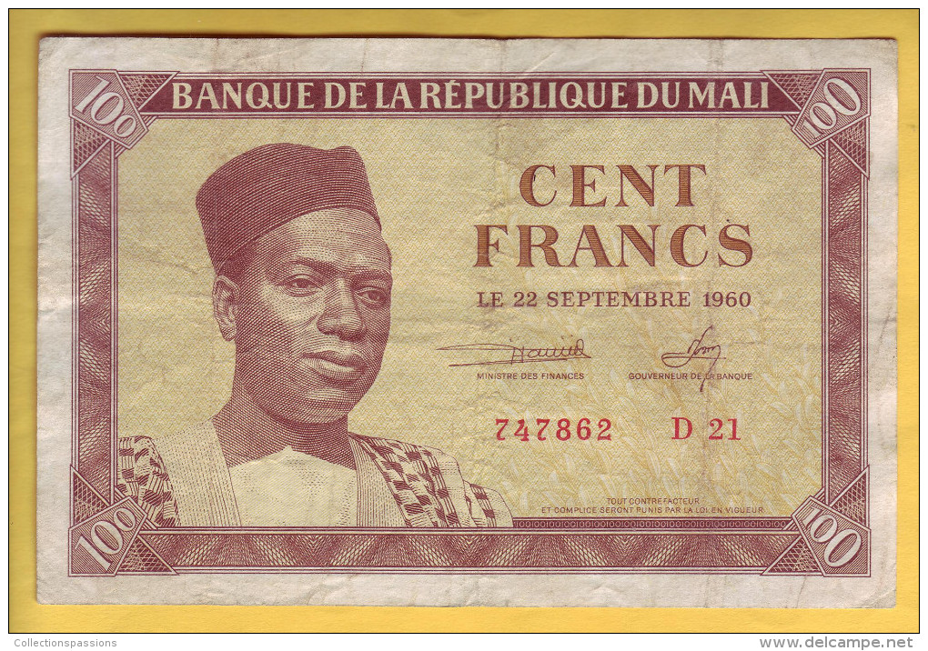 MALI - Billet De 100 Francs. 22-09-1960.  Pick: 2. TTB - Malí