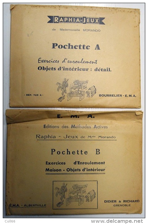 Jouets D'enfant Ou D'écolier 8 Pochettes Sujets Et Objets à Construire Raphia-Jeux De Mlle Morando Cartons à Découper - Autres & Non Classés