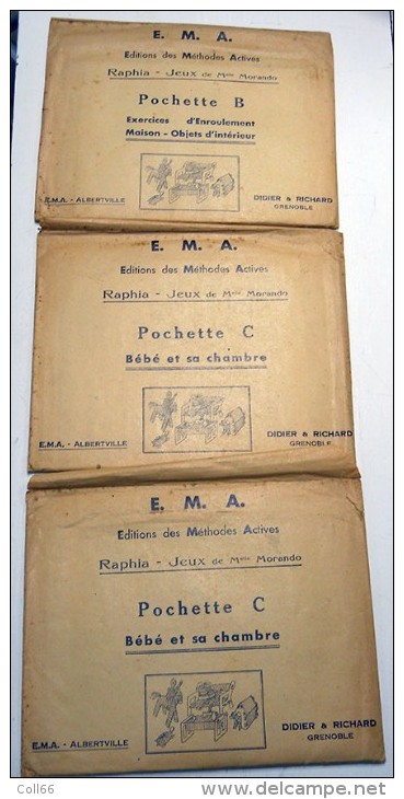 Jouets D'enfant Ou D'écolier 8 Pochettes Sujets Et Objets à Construire Raphia-Jeux De Mlle Morando Cartons à Découper - Other & Unclassified