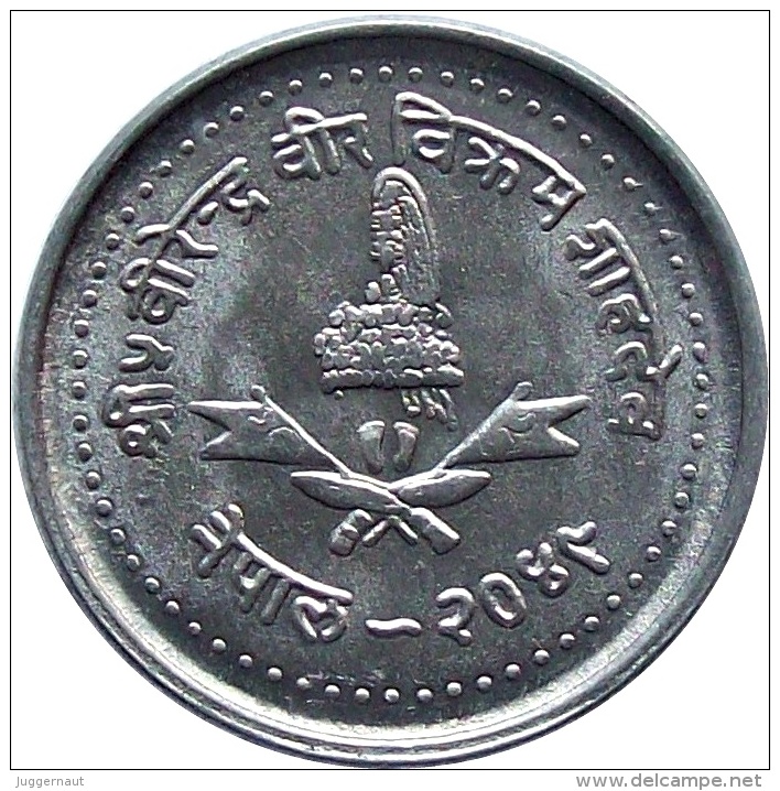 NEPAL 25 PAISA ALUMINUM REGULAR CIRCULATION COIN 1992 KM-1015.1 UNCIRCULATED UNC - Népal