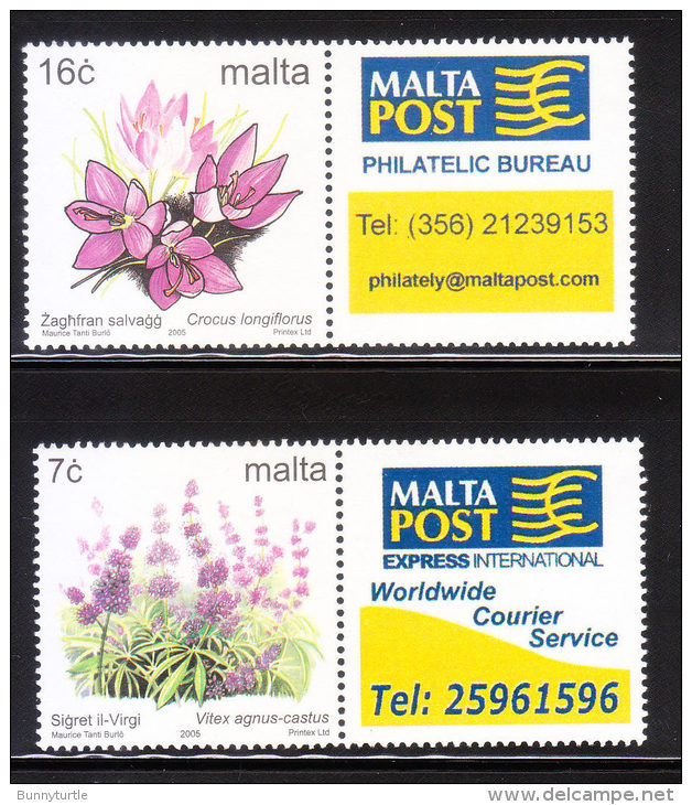 Malta 2005 Flowers + Labels 2v MNH - Malta