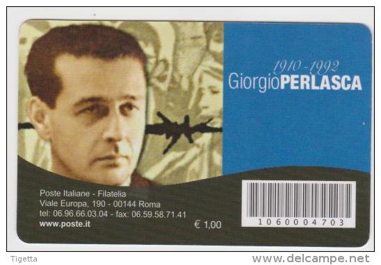 2010 - ITALIA -  TESSERA FILATELICA   "CENTENARIO DELLA NASCITA DI GIORGIO PERLASCA" - Cartes Philatéliques