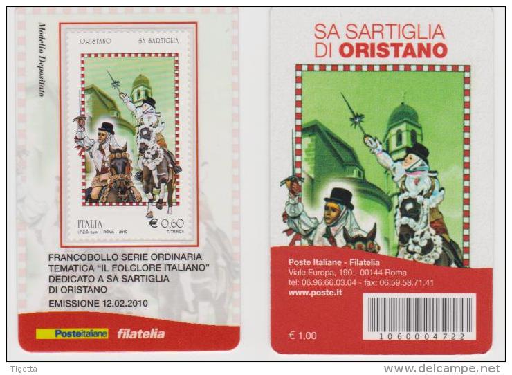 2010 - ITALIA -  TESSERA FILATELICA   "SA SARTIGLIA DI ORISTANO" - Cartes Philatéliques