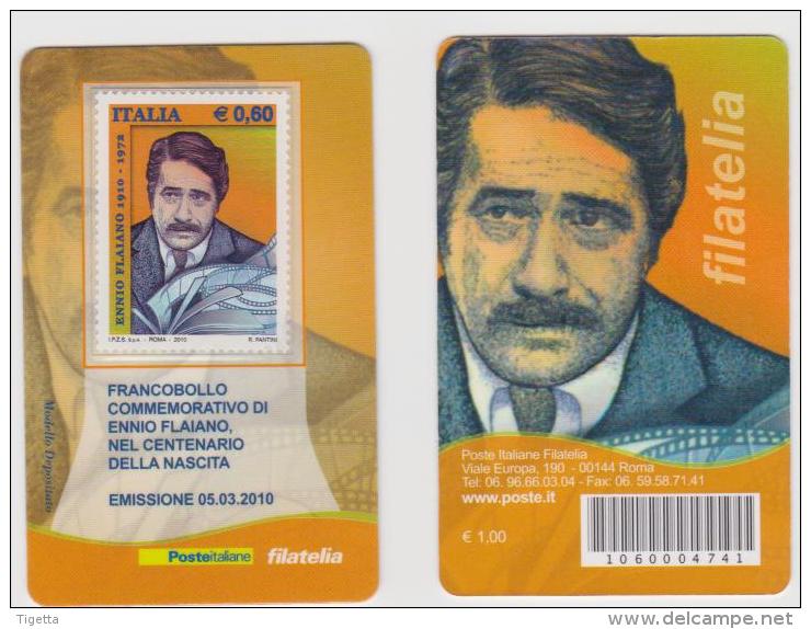 2010 - ITALIA -   TESSERA  FILATELICA   "CENTENARIO DELLA NASCITA DI ENNIO FLAIANO" - Cartes Philatéliques