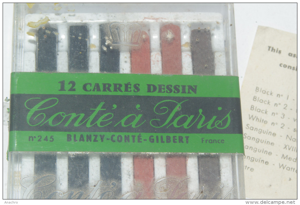 BOITE BLANZY CONTE GILBERT PARIS de 12 CRAYONS CARRES à DESSIN n°245