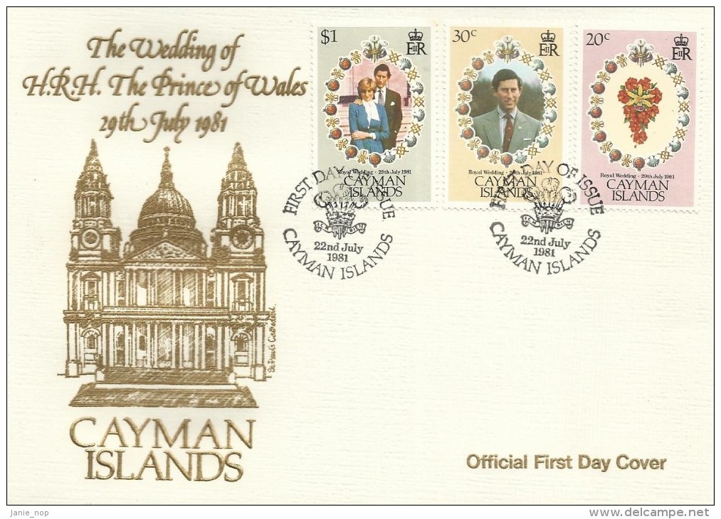 Cayman Islands 1981 Royal Wedding FDC - Iles Caïmans