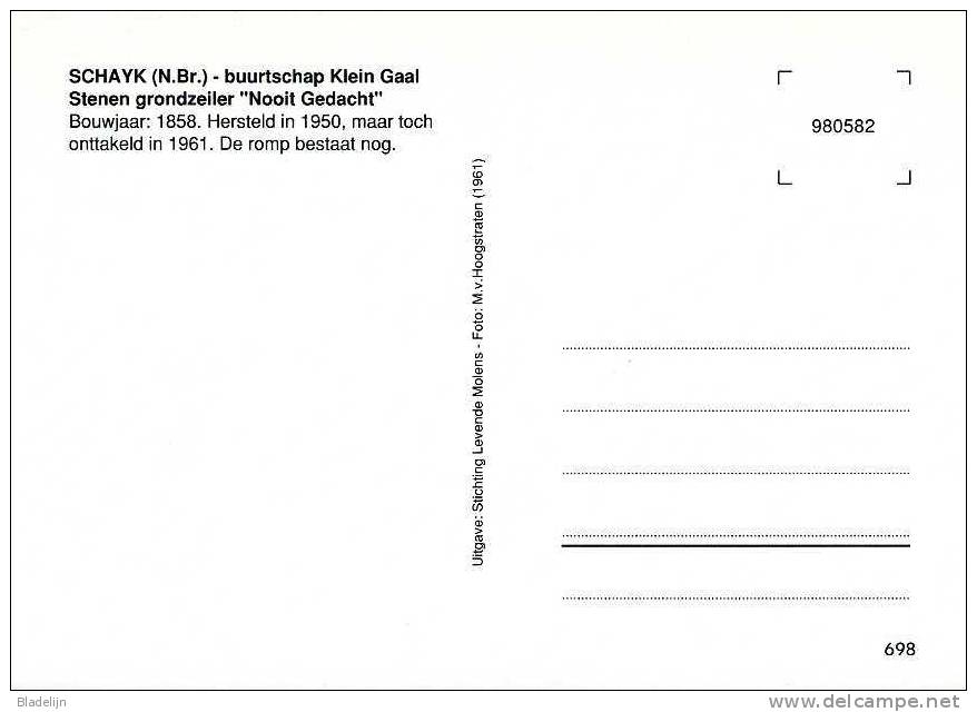SCHAYK (N.Br.) - Molen/moulin - Historische Opname (1961) Van De Gewezen Molen 'Nooit Gedacht' Met Twee Wieken - Andere & Zonder Classificatie