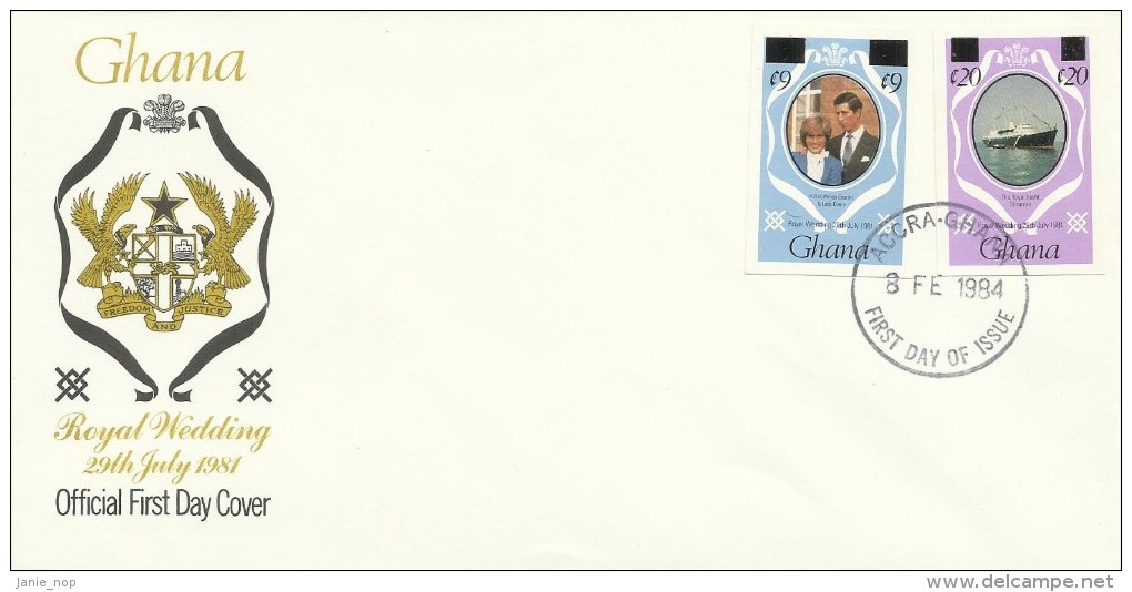 Ghana 1984 Royal Wedding Overprinted FDC - Ghana (1957-...)