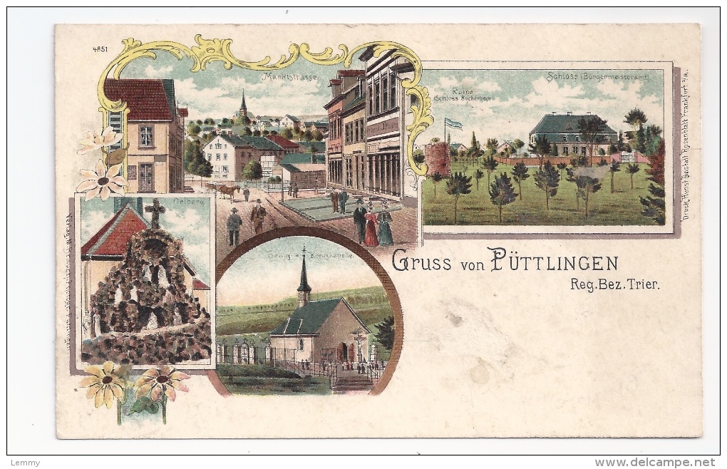 57 - GRUSS AUS PÜTTLINGEN- SOUVENIR DE PUTTELANGE - PRECURSEUR - Verso - Puttelange