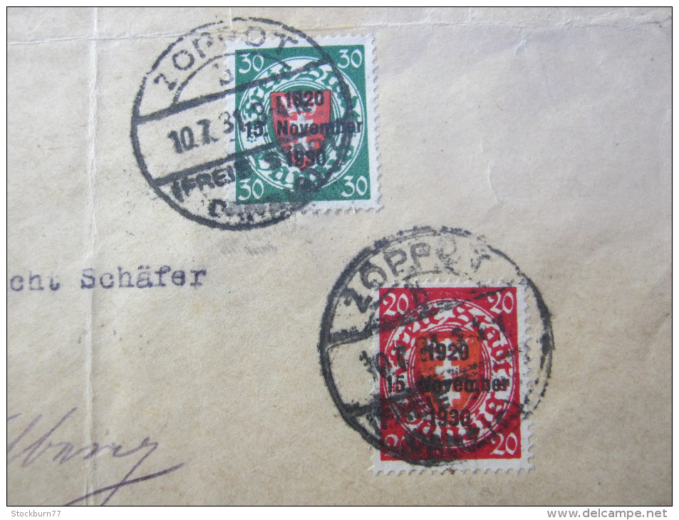 1931, Aufdruckmarken Auf Einschreiben Aus Zoppot - Brieven En Documenten