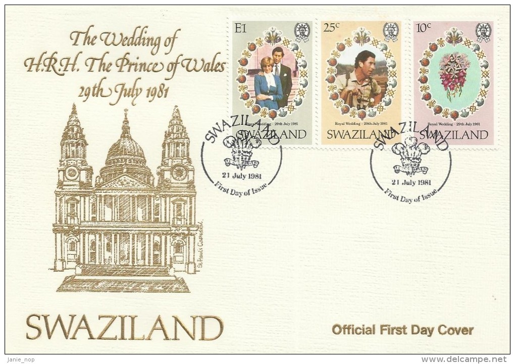 Swaziland 1981 Royal Wedding FDC - Swaziland (1968-...)