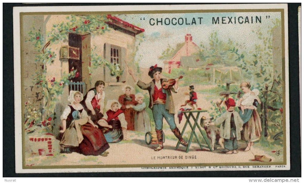 Chocolat Mexicain, Chocolat Masson,  Chromo Lith. J. Minot, Le Montreur De Singes - Autres & Non Classés