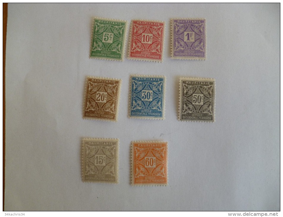 TP Colonies Françaises Neuf Charnière Mauritanie  Taxe TP  N°17 à 24  Valeur 7.5 &euro; - Unused Stamps