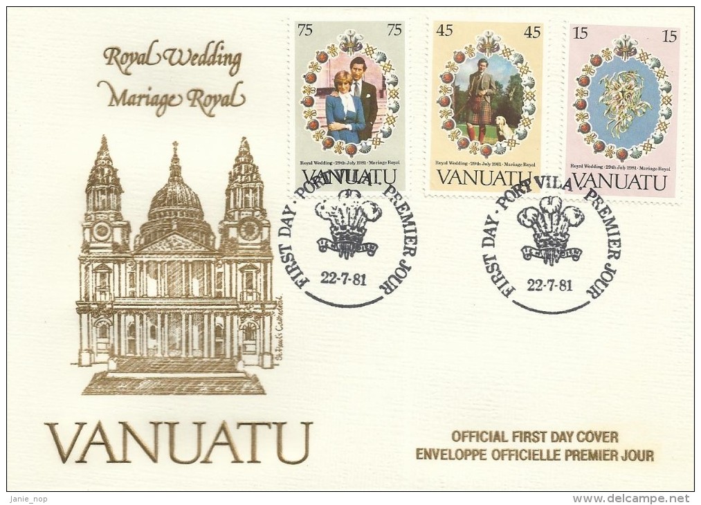 Vanuatu 1981 Royal Wedding FDC - Vanuatu (1980-...)