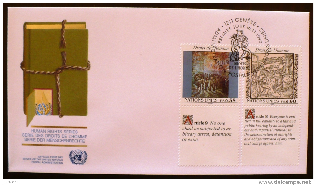 NATIONS UNIES, PEINTURE, Yvert 199/200 . Fdc , Enveloppe Premier Jour. 16/11/1989 - Autres & Non Classés