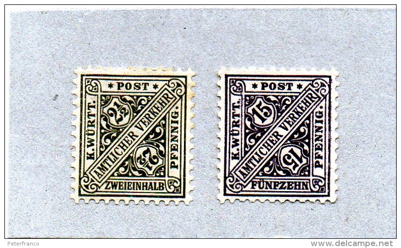 B - 1916 Wuerttmberg ( 2 1/2 E 15 P Nuovi Linguellati) - Mint