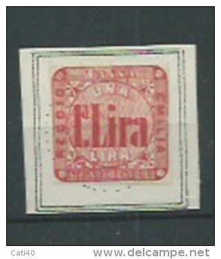 MARCA DA BOLLO - REGNO D´ITALIA  - REGGIO EMILIA TASSA MUNICIPALE LIRE 1 - Revenue Stamps