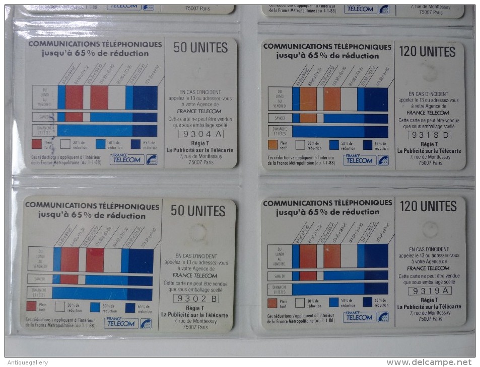 RARE : LOT DE 8 CORDONS BLEU 4 DE 120U ET 4 DE 50U VARIETE COULEUR RECTO VERSO ET NUMEROTATION - Variëteiten