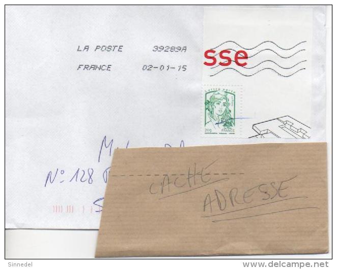 LETTRE  VERTE  0.68 € PREMIER JOUR DU TARIF 02/01/2015   FEUILLE  MARIANNE  JEUNESSE  COIN DE FEUILLE  SSE - 2013-2018 Marianne De Ciappa-Kawena