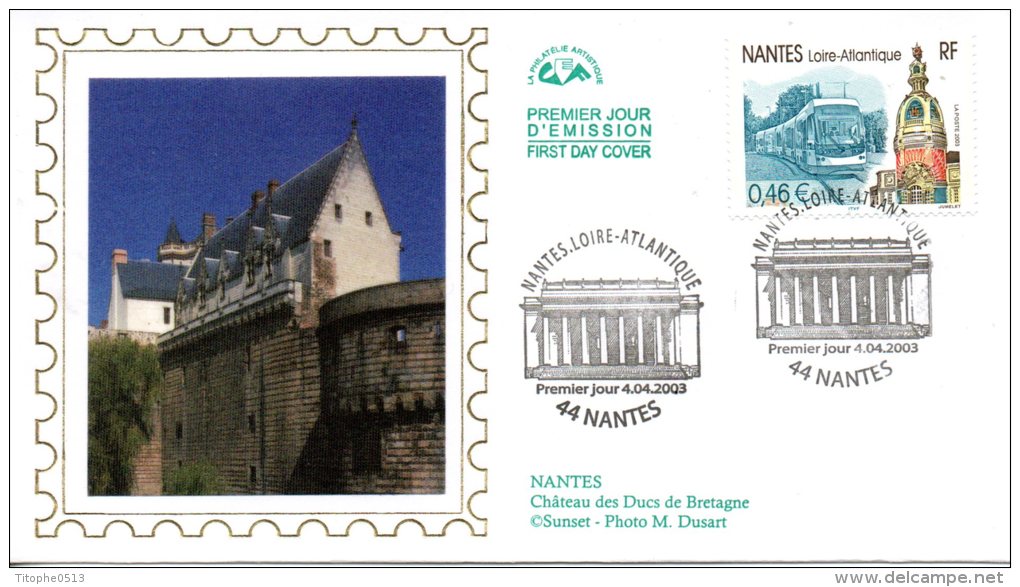 FRANCE. N°3552 De 2003 Sur Enveloppe 1er Jour (FDC). Tramway De Nantes. - Tramways