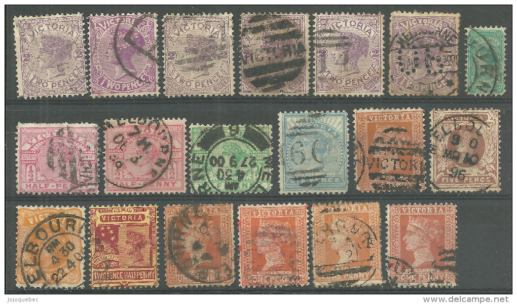 Divers Timbres De Victoria Oblitérers, VARIOUS SHADES - Oblitérés