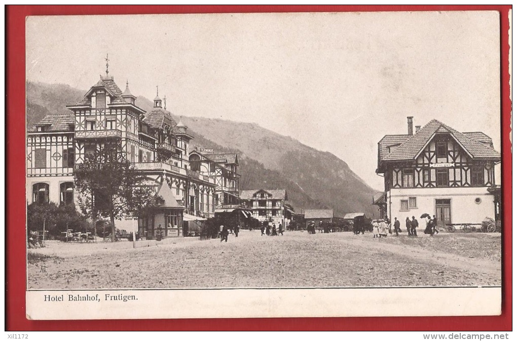 NF2-01 Hotel Bahnhof  Frutigen. Belebt.  Gelaufen In 1914 - Frutigen