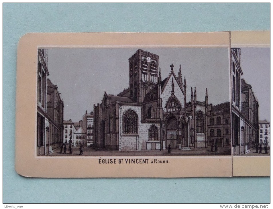 EGLISE St. VINCENT à ROUEN Stereo Card - Identificier / Identify ( Voir / Zie Photo Voor/pour Detail ) !! - Photos Stéréoscopiques