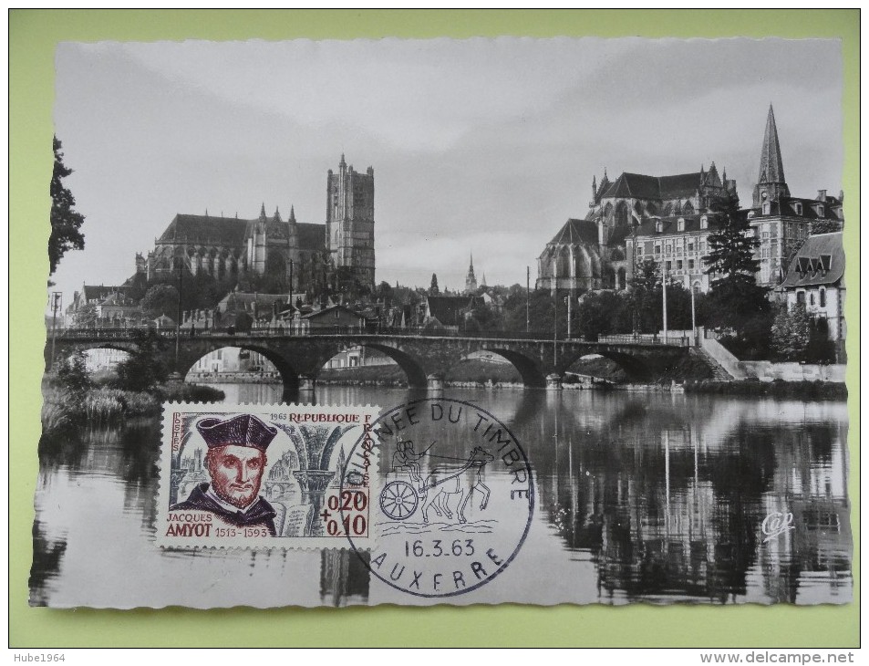 CARTE MAXIMUM CARD CATHEDRALE D'AUXERRE OSI JOURNEE DU TIMBRE FRANCE - 1960-1969