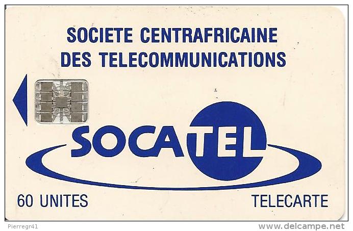 CARTE-PUCE-CENTRE AFRIQUE-60U-SC7-SOCATEL-BLEU-V°Logo En Haut A Coté 60U-N°Rge C4A147090-TBE - Central African Republic