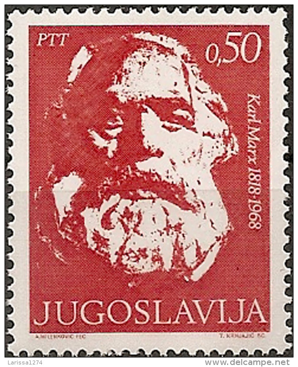 YUGOSLAVIA 1968 150th Birth Anniversary Of Karl Marx MNH - Unused Stamps