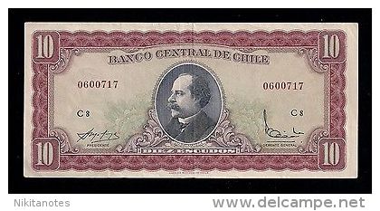 CHILE 10 ESCUDOS NOTE 1960 F Vf - Chili