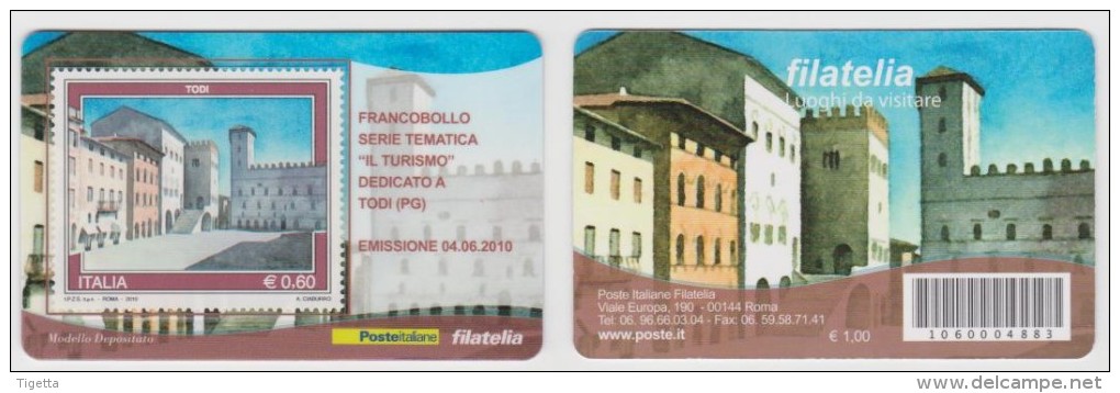 2010 - ITALIA -   TESSERA  FILATELICA   "TURISMO TODI" - Philatelistische Karten