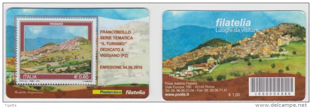 2010 - ITALIA -   4 TESSERE  FILATELICHE   "TURISMO COURMAYEUR TODI VIGGIANO ISOLE TREMITI" - Cartes Philatéliques