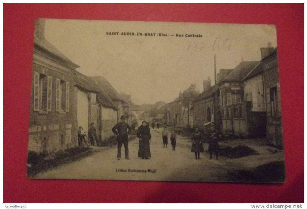 Cp  Saint Aubin En Bray Rue Centrale Tampon Corps D'armee Compagnie D'equipage De Pont - Sainte-Geneviève